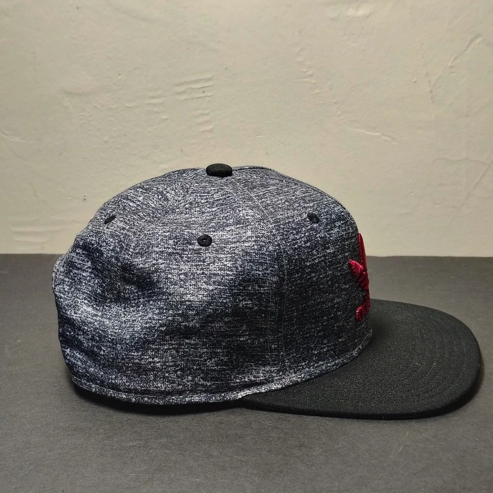 Adidas Hat Cap Snapback Grey Heather Trefoil Spellout Logo Flat Brim Adjustable